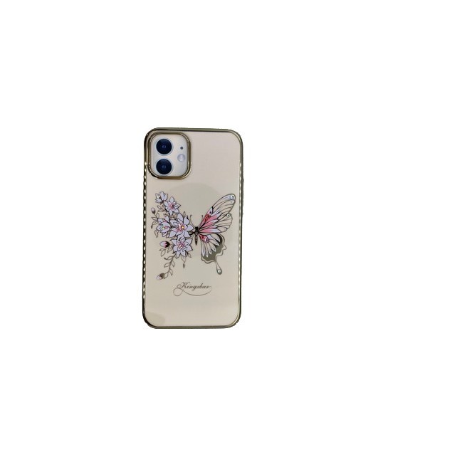 KINGXBAR Gold Plated Butterfly Clear Case for iPhone 12 mini with Swarovski Crystals